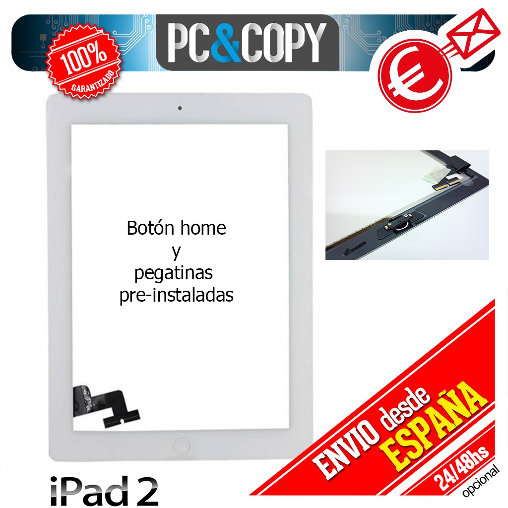 PANTALLA TACTIL PARA IPAD 2 NEGRA DIGITALIZADOR 2 GEN CRISTAL TOUCH SCREEN iPad2 