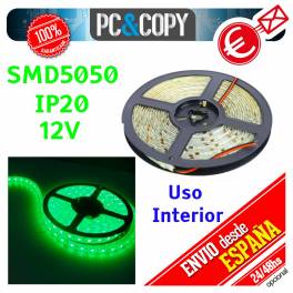 Tiras LED de color Verde 12v 5m IP20 Luz Interior Luces Cinta Flexible SMD5050