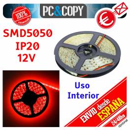 Tiras LED de color Azul 12v 5m IP20 Luz Interior Luces Cinta Flexible SMD5050
