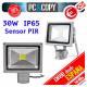 Foco Reflector LED 30W PIR sensor IP65 Impermeable con sensor de movimiento