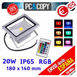 Foco Proyector LED RGB 20W Luz Reflector Lampara Exterior IP65 Impermeable