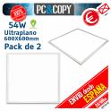 Pack 2 Panel LED 54W 60x60 Ultraplano Luz Blanca 600X600mm Empotrable Falso techo