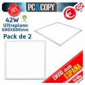 Pack 2 Panel LED 42W 60x60 Ultraplano Luz Blanca 600X600mm Empotrable Falso techo
