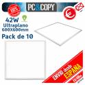 Pack 10 Panel LED 42W 60x60 Ultraplano Luz Blanca 600X600mm Empotrable Falso techo