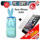 Funda gel TPU flexible transparente para iphone 6. Bunny orejas conejo colores