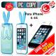 Funda gel TPU flexible transparente con cristal templado para iphone 4 4S. Bunny orejas conejo colores