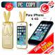 Funda gel TPU flexible transparente con cristal templado para iphone 4 4S. Bunny orejas conejo colores